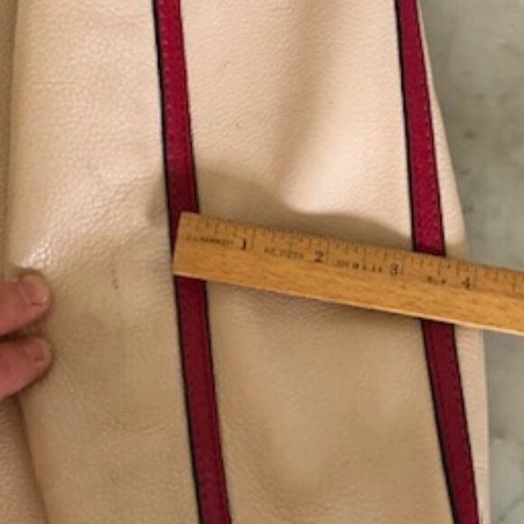 COACH Pink Cream/ Light Taupe Leather Color Block Chain Strap Tote Purse - Picture 13 of 14